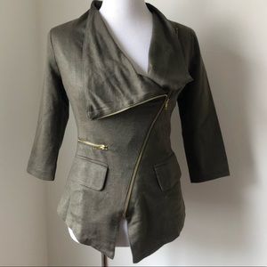 ANTHROPOLOGIE CARTONNIER OLIVE MOTO JACKET